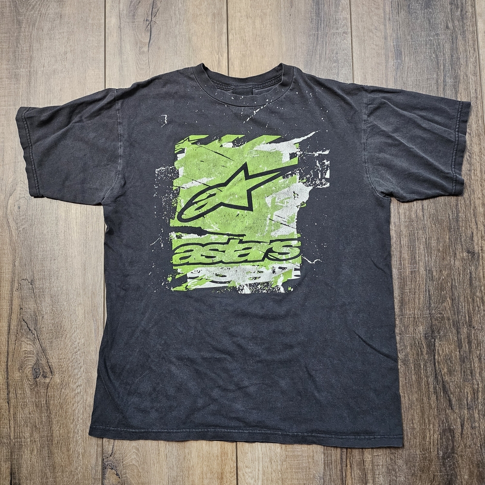 Alpinestars Black and Green Graphic Short Sleeve Tee